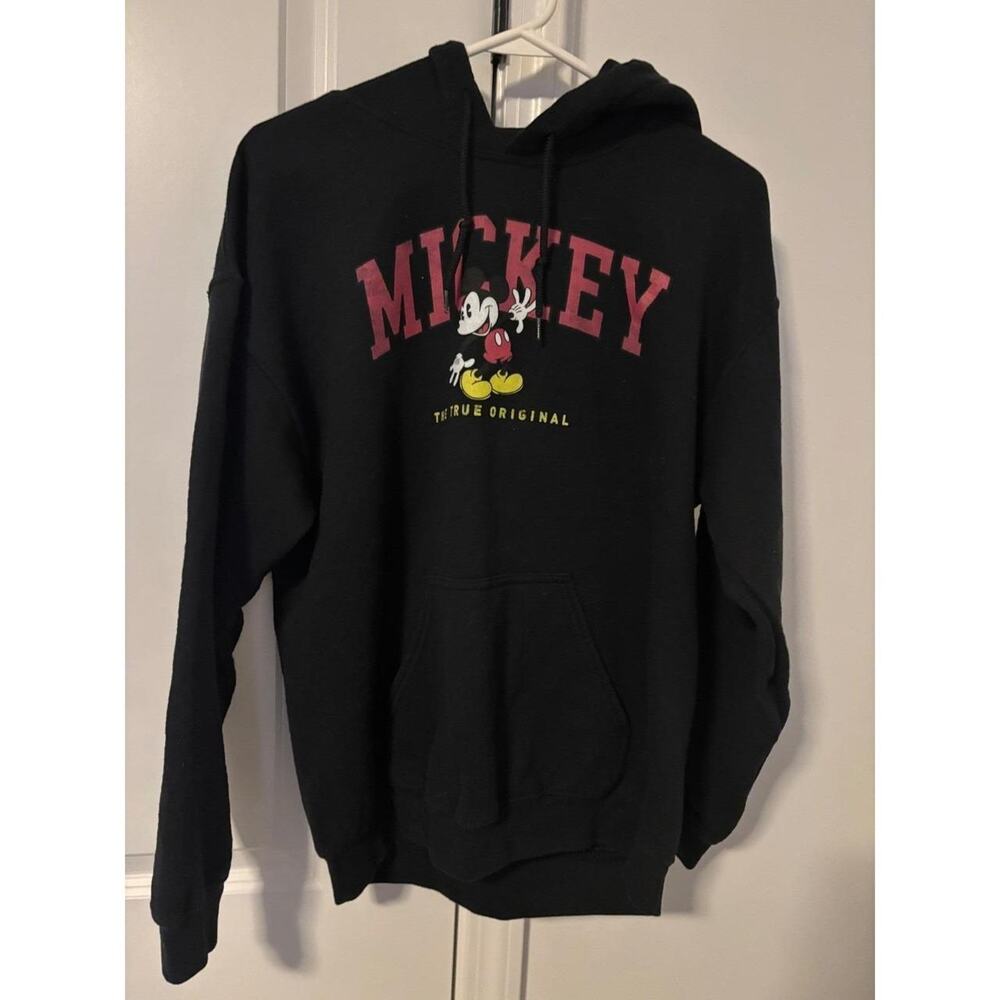 Disney Mickey Mouse The True Original Black Hoodie Sweatshirt SZ M